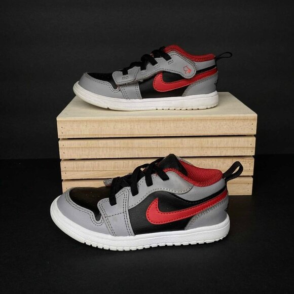 Air Jordan Retro 1s Sneakers 9C Toddlers Baby Boy Red Cement Gray Low Top Strap